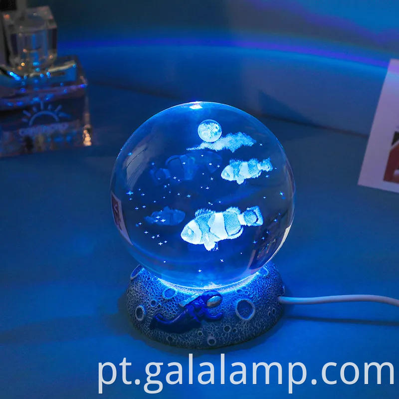 Luz noturna de bola de cristal cintilante para decoração de casa